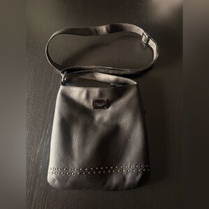 Kenneth Cole Black Leather Bag with Silver Hardware